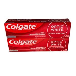 2 Pack Colgate Optic White Stain Fighter Clean Mint Toothpaste - 6oz, Exp: 9/27